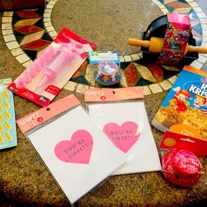 Kids Baking Pan Set with Cookbook & Rolling Pin VALENTINES Day Easter Gift